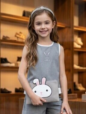 SINSAY Gray and White Bunny Wallet with Kawaii Design
